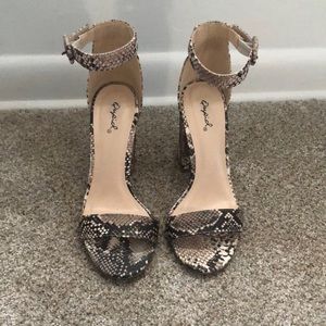 Snake skin block heels